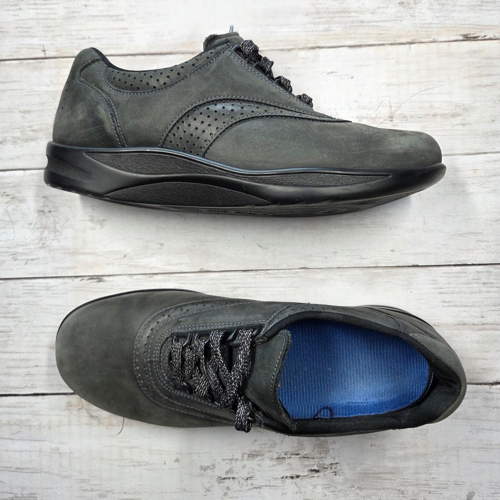 SAS Walk Easy Shoes Womens 8.5 Charcoal Gray Nubuck Leather Walking Sneakers USA